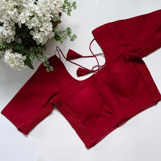Classic maroon plain flexi fit blouse