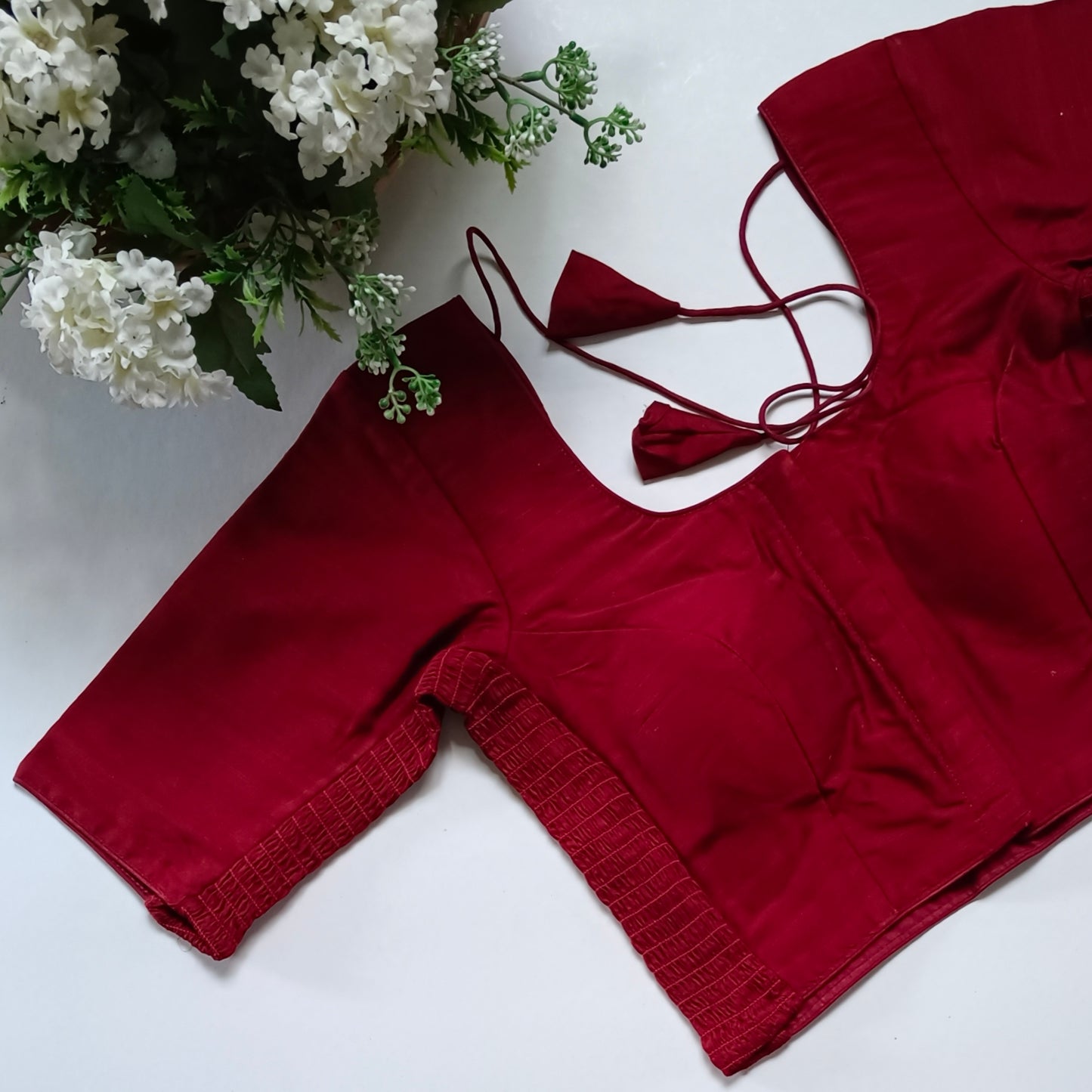Classic maroon plain flexi fit blouse