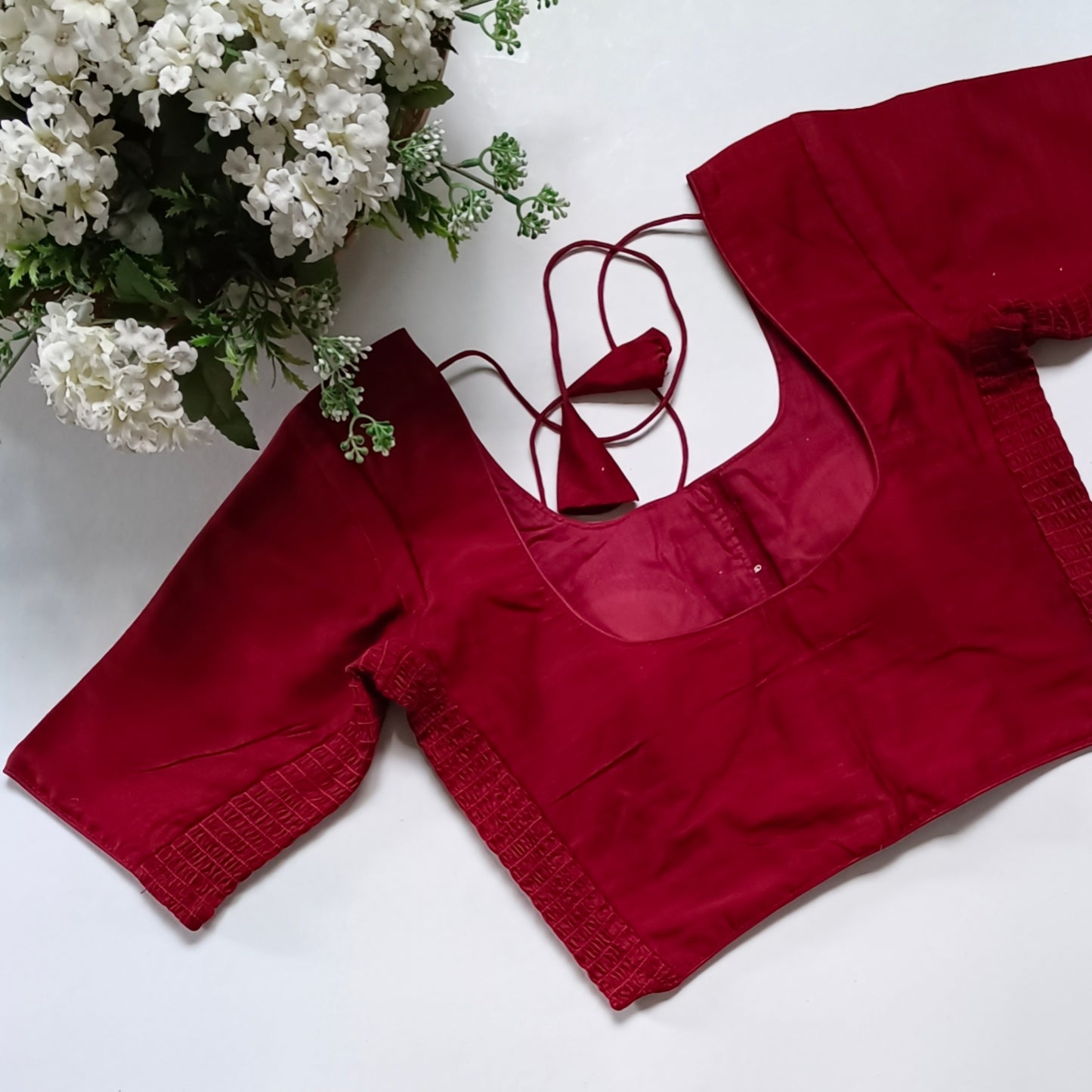 Classic maroon plain flexi fit blouse