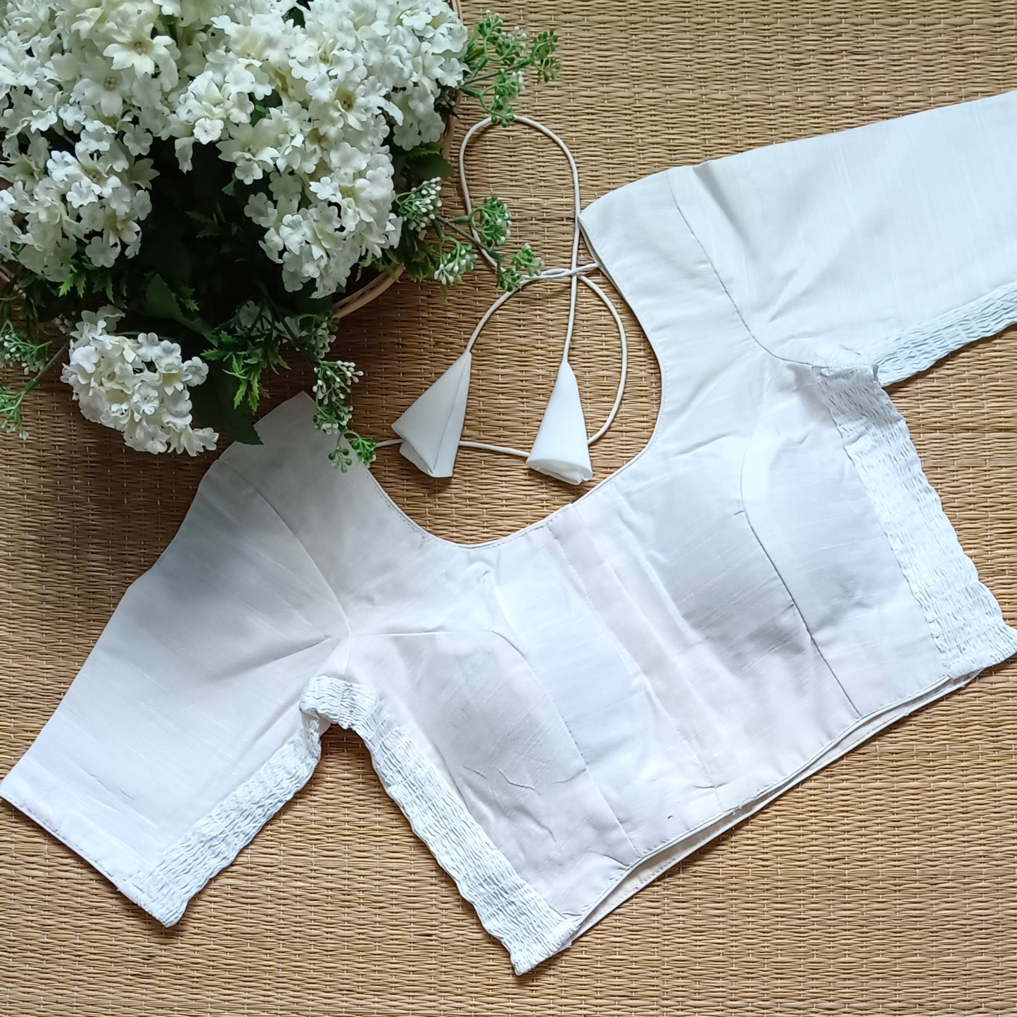 Classic white plain flexi fit blouse