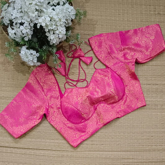 Rani Pink brocade masaba neck blouse
