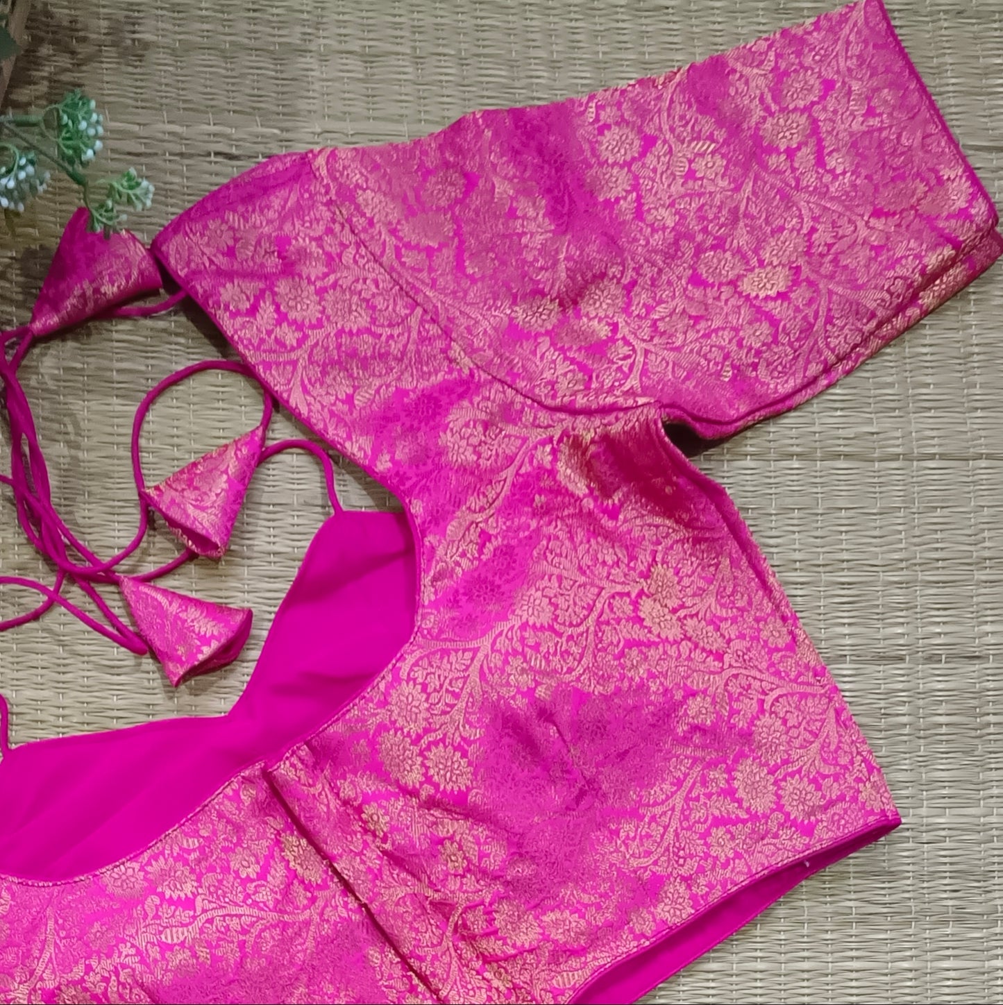 Rani Pink brocade masaba neck blouse