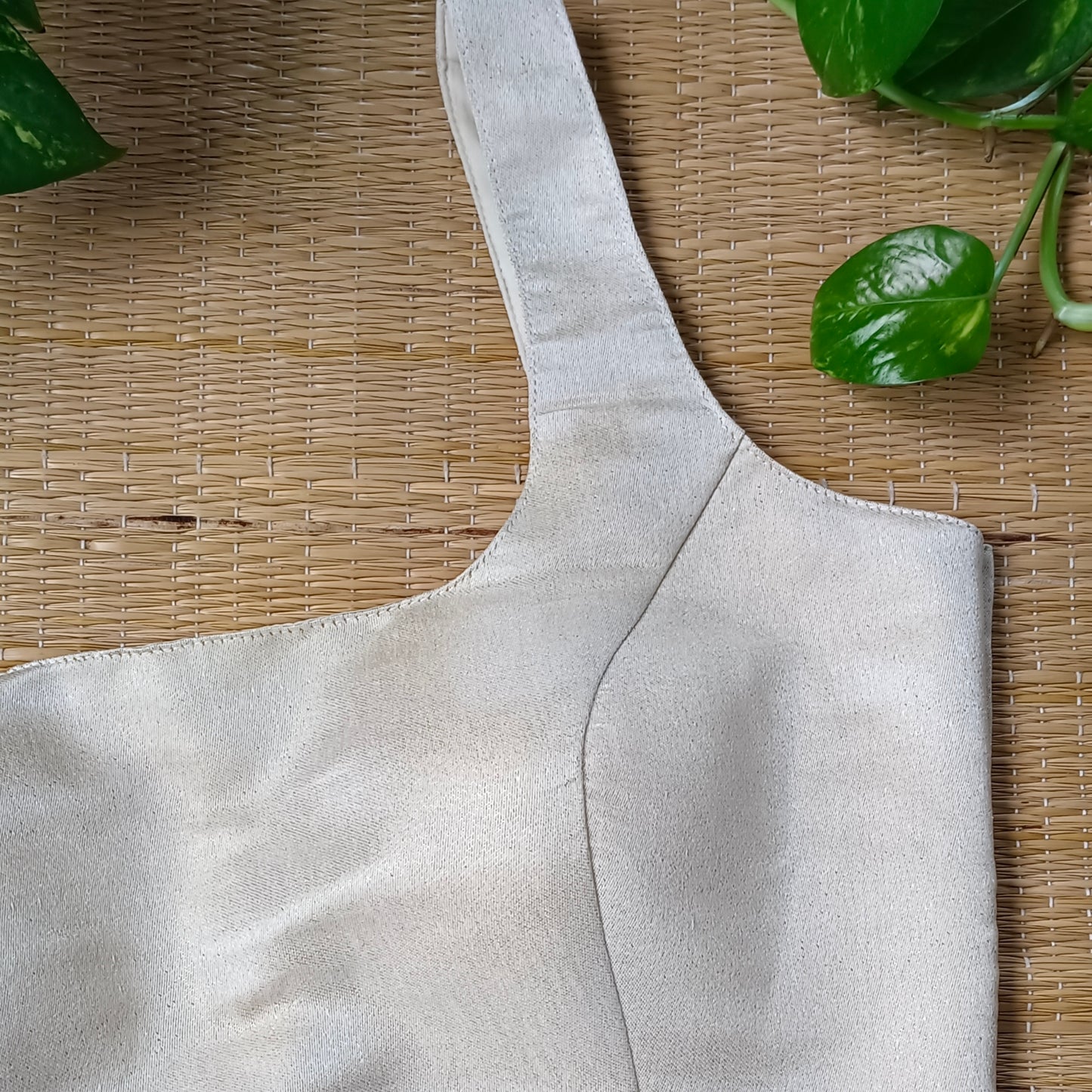 Metallic Beige Classic Sleeveless Blouse