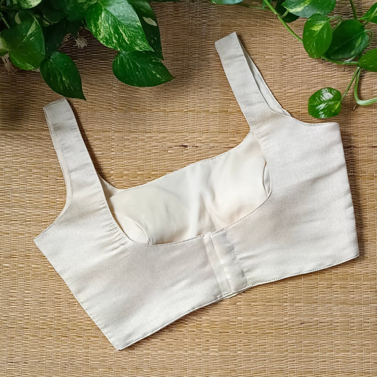 Metallic Beige Classic Sleeveless Blouse