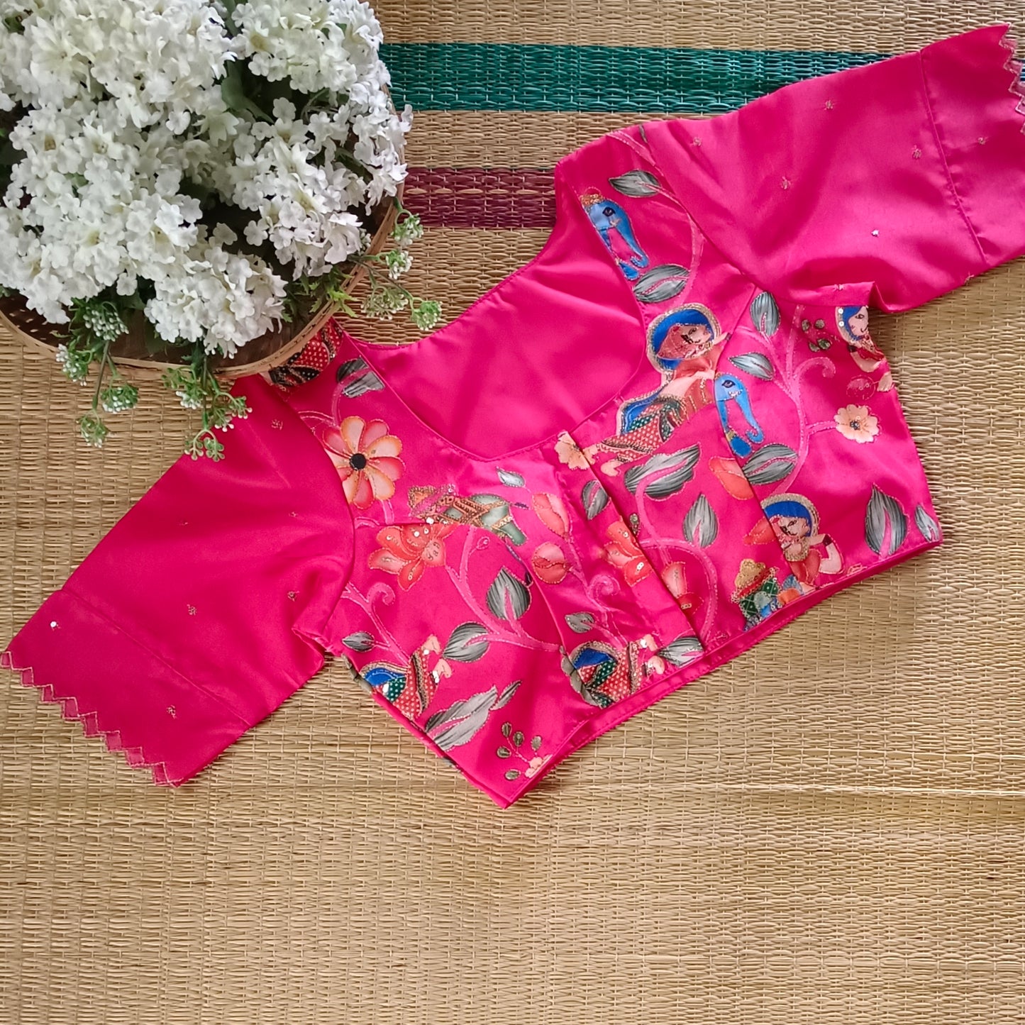 Rani Pink crepe code work blouse