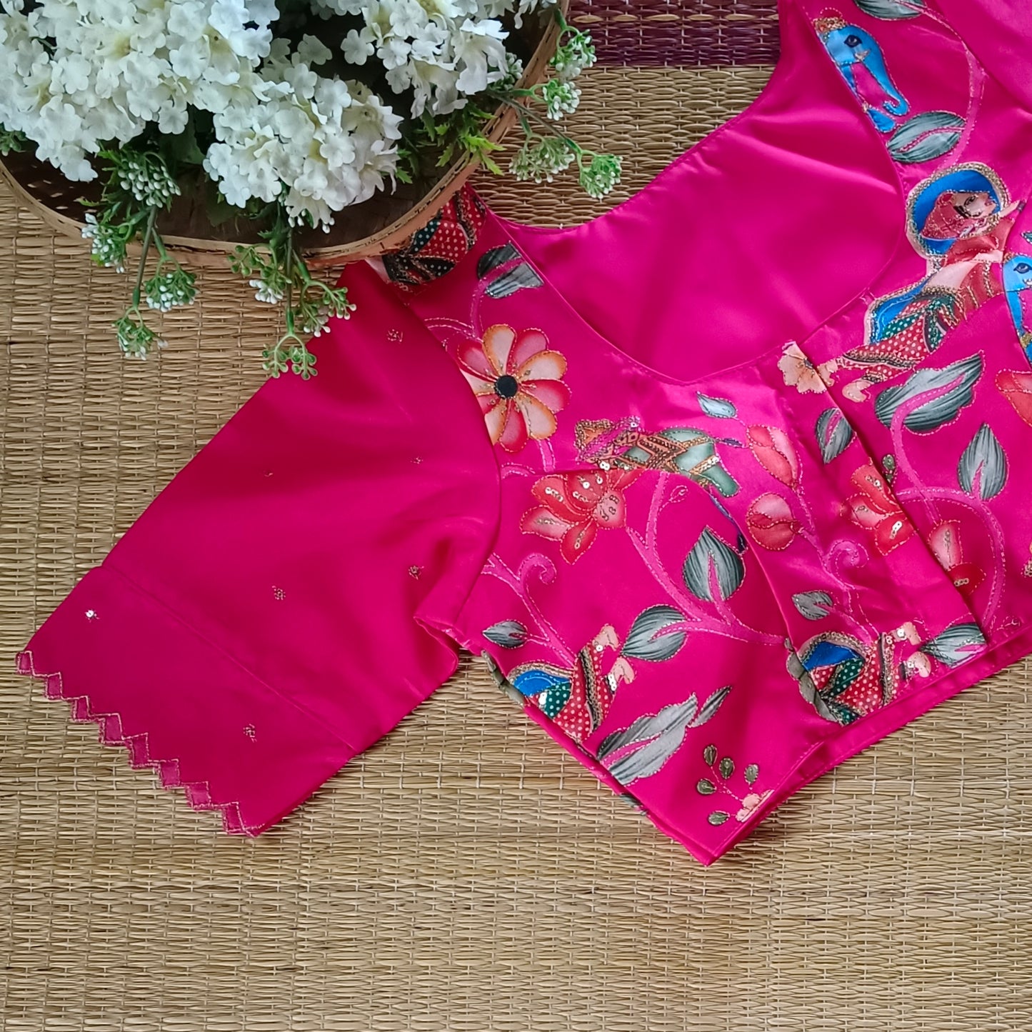 Rani Pink crepe code work blouse