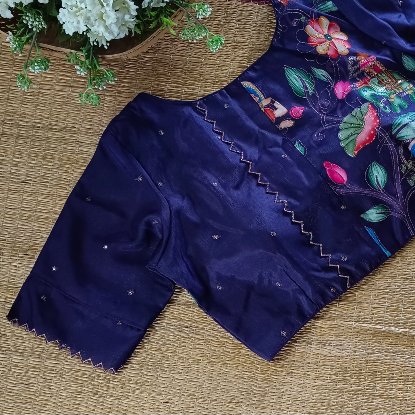 Purple crepe code work blouse