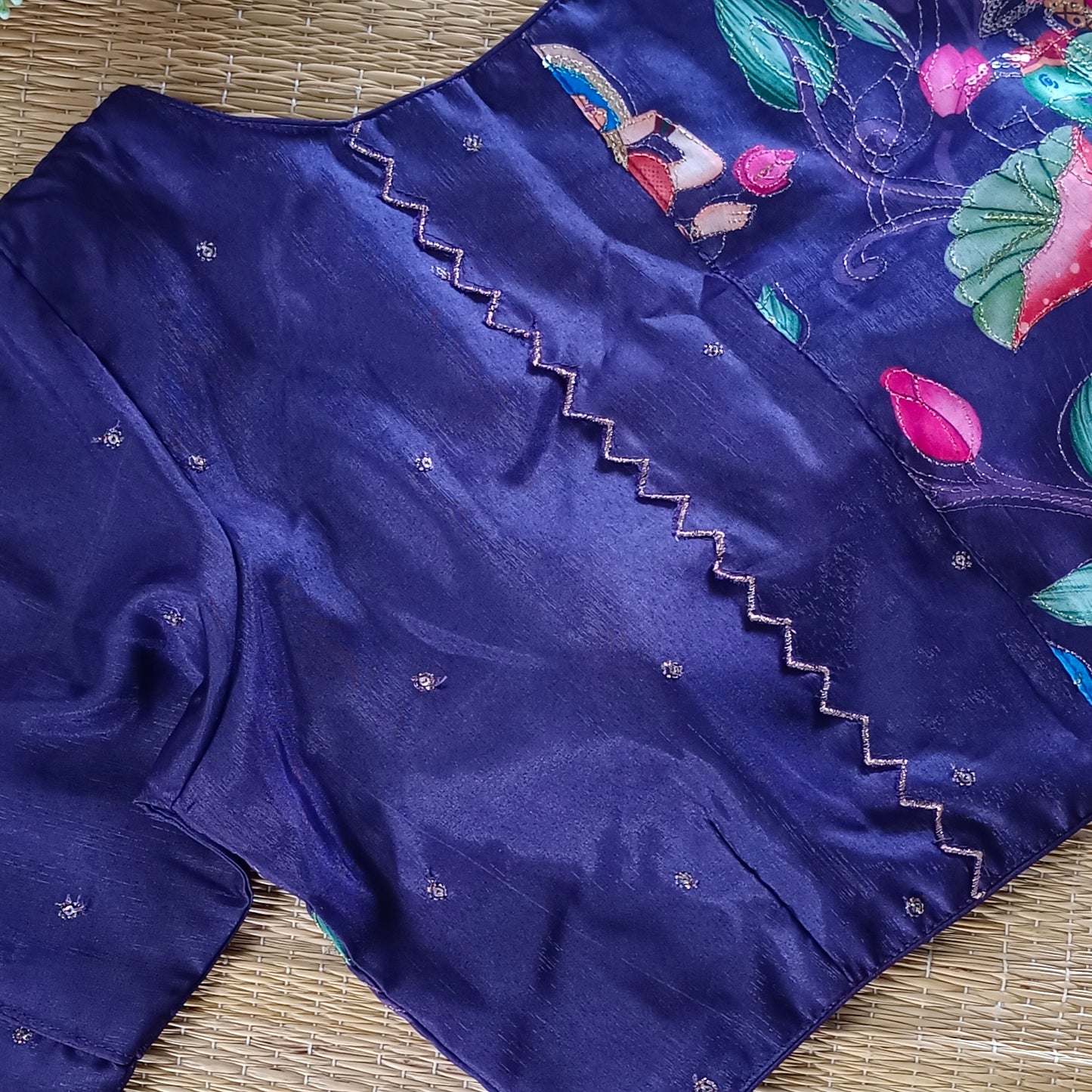 Purple crepe code work blouse
