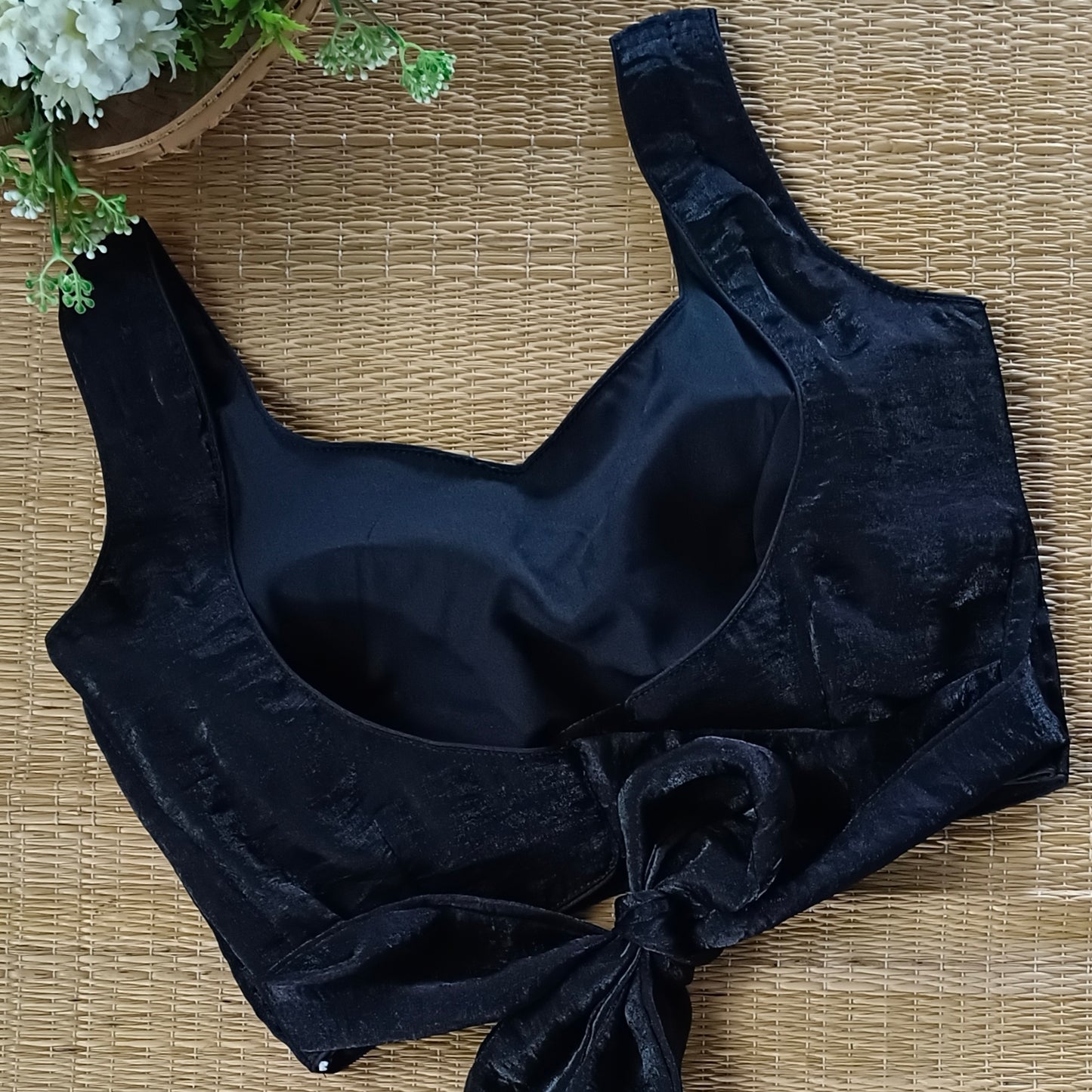 Black Wrap On Sleeveless Blouse