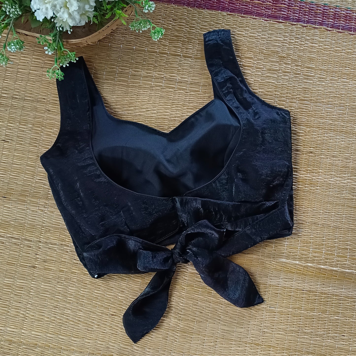 Black Wrap On Sleeveless Blouse