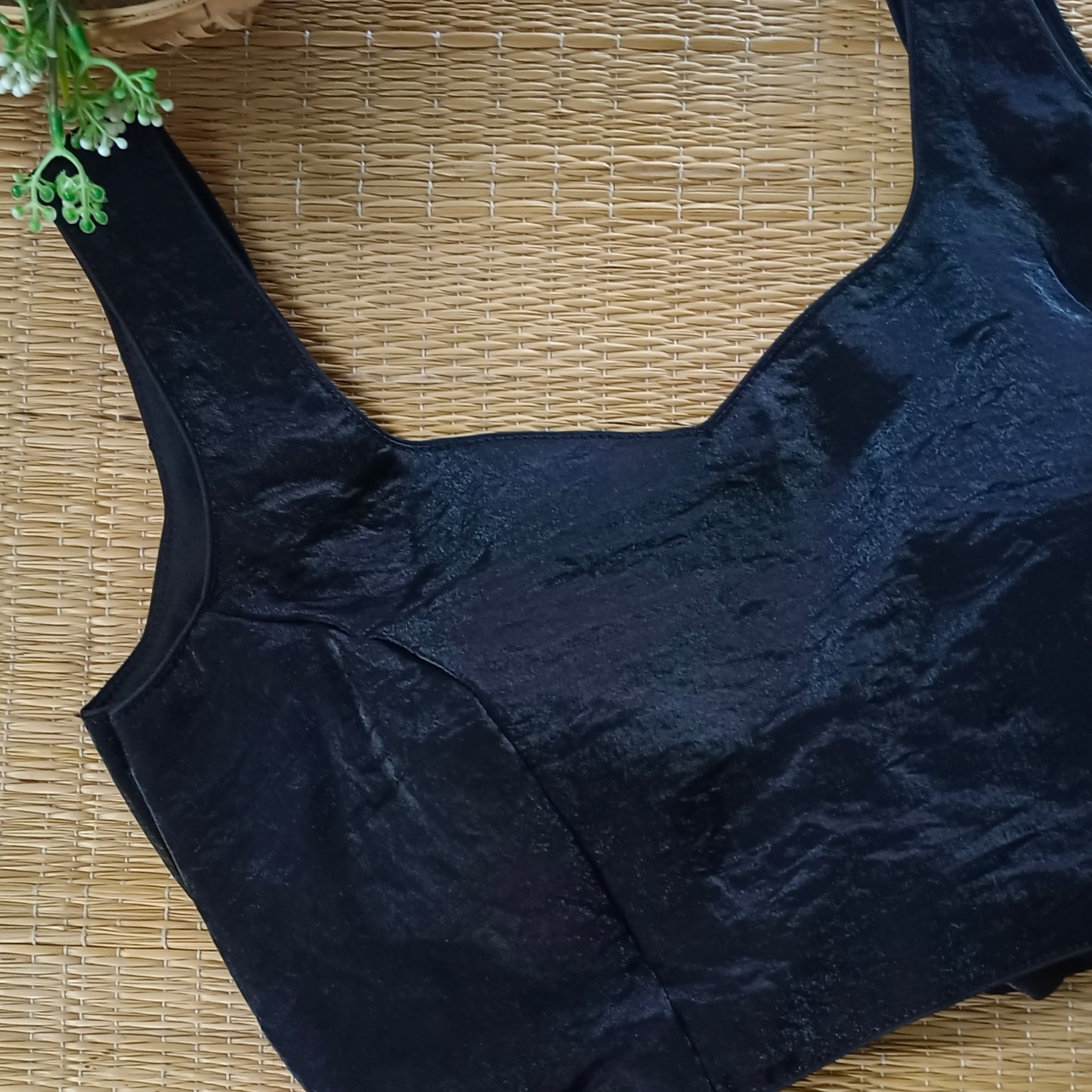 Black Wrap On Sleeveless Blouse