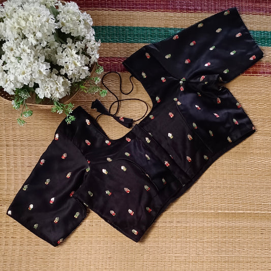 Classic black multicolor embroidery with sequence blouse