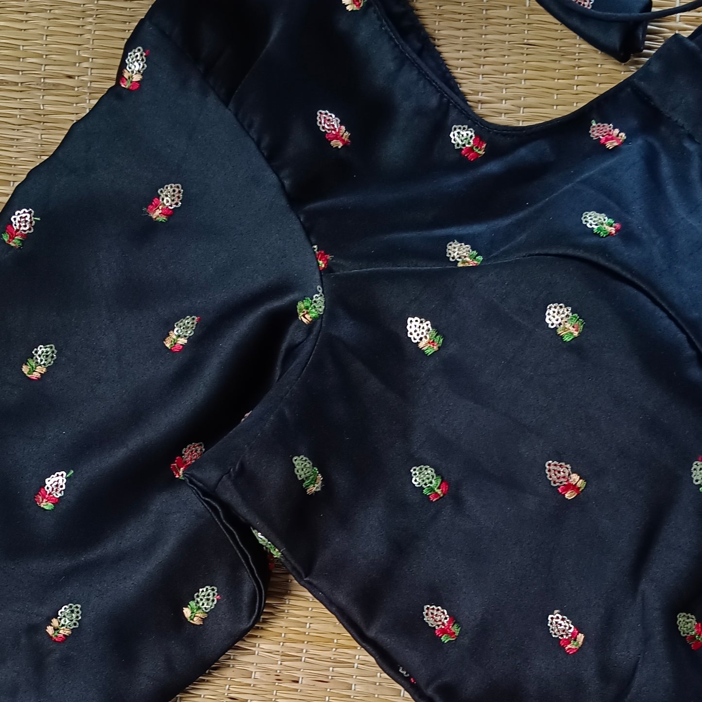 Classic black multicolor embroidery with sequence blouse