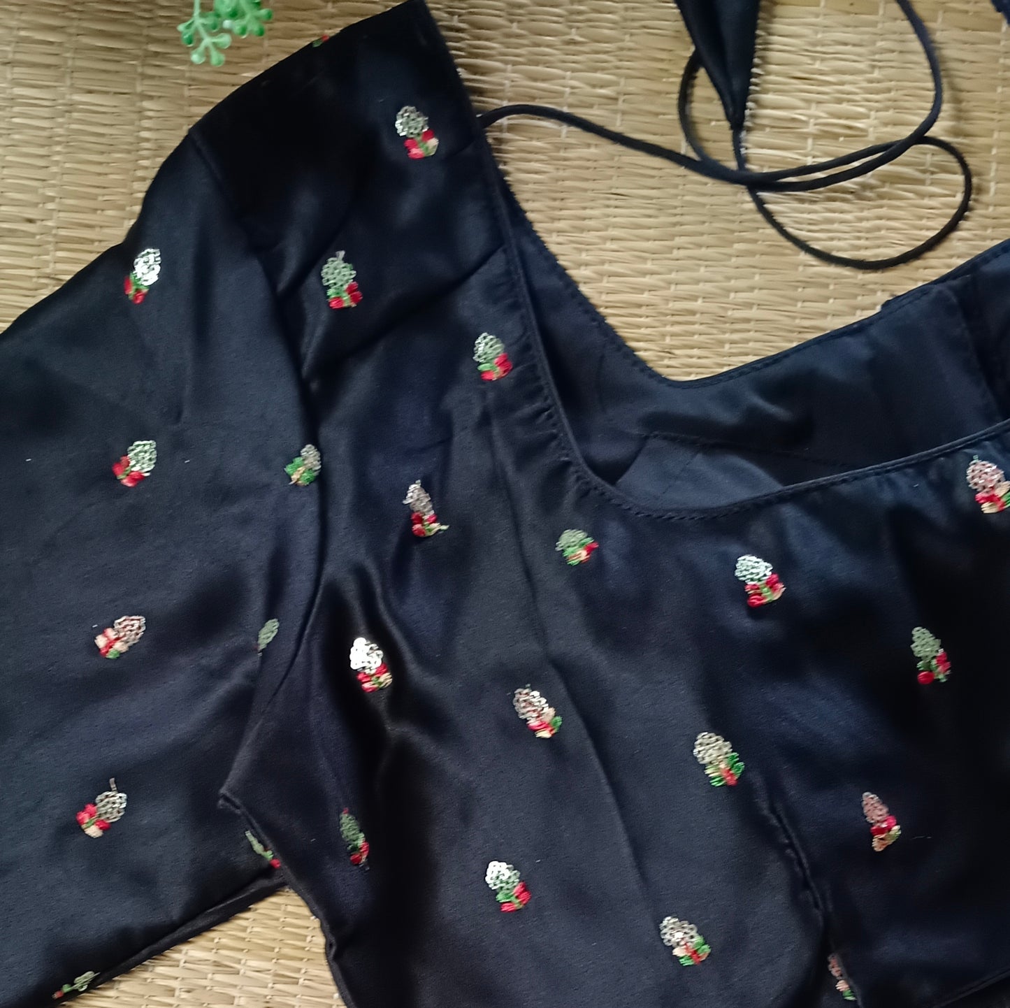 Classic black multicolor embroidery with sequence blouse