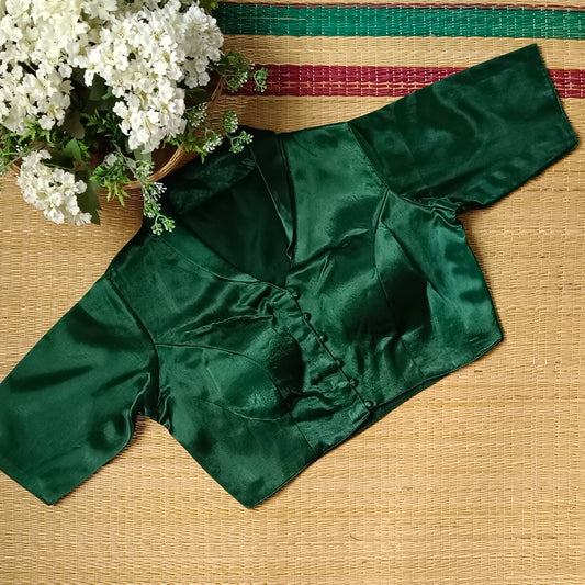 Bottle Green Collar Neck Blouse