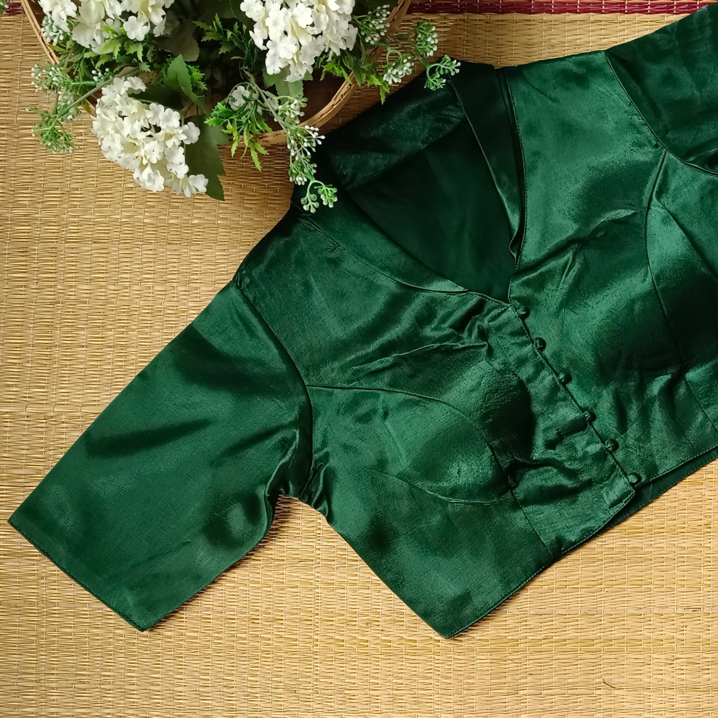 Bottle Green Collar Neck Blouse