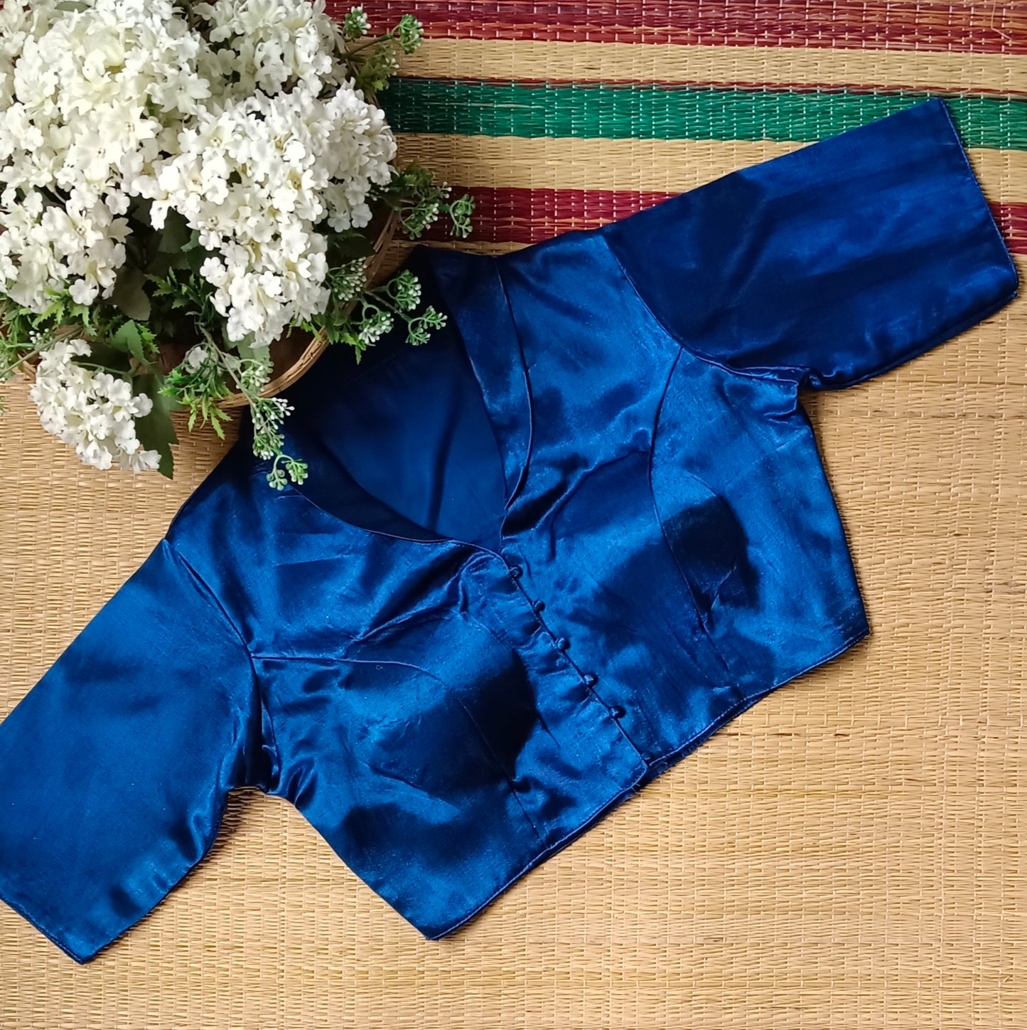 Peacock Blue Collar Neck Blouse