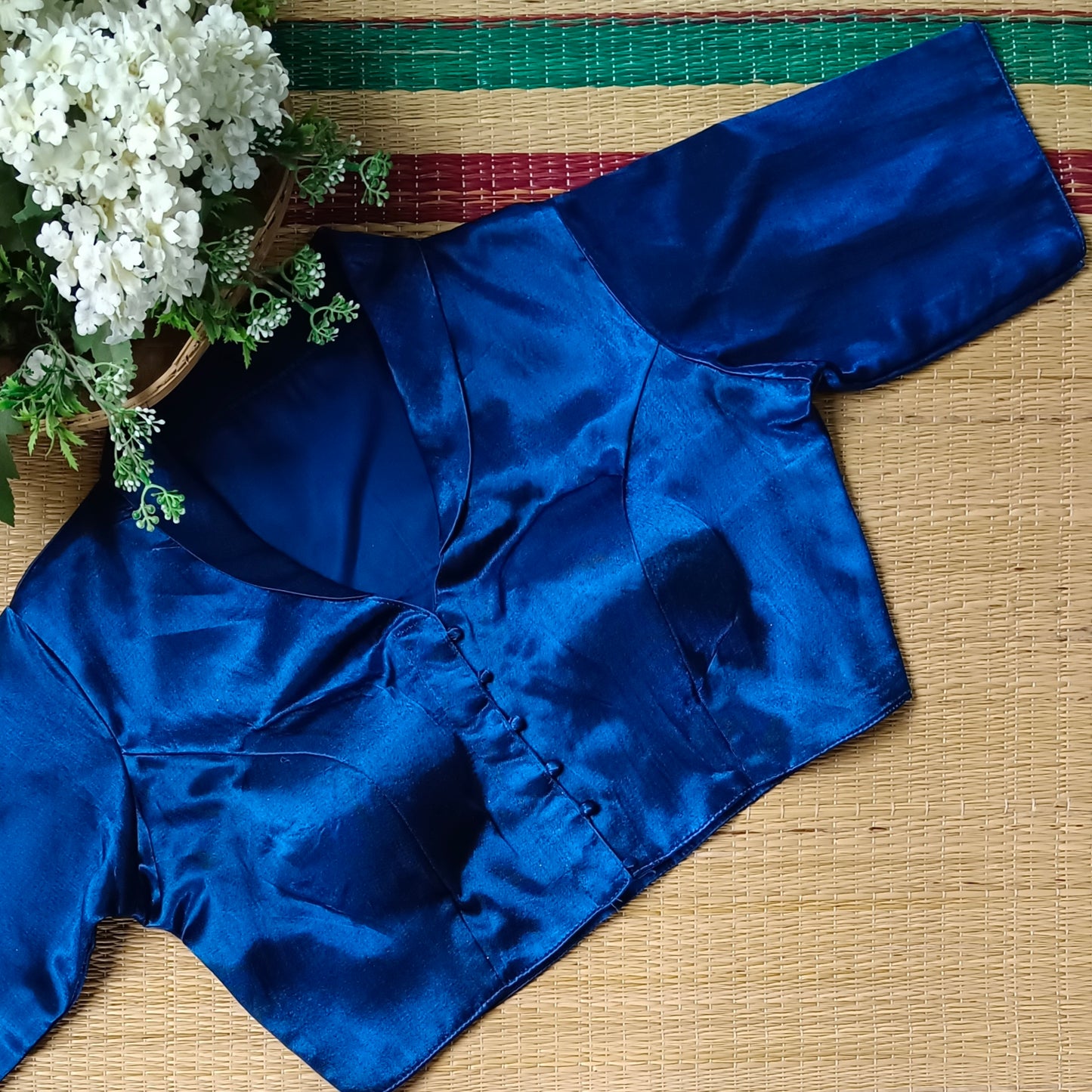 Peacock Blue Collar Neck Blouse