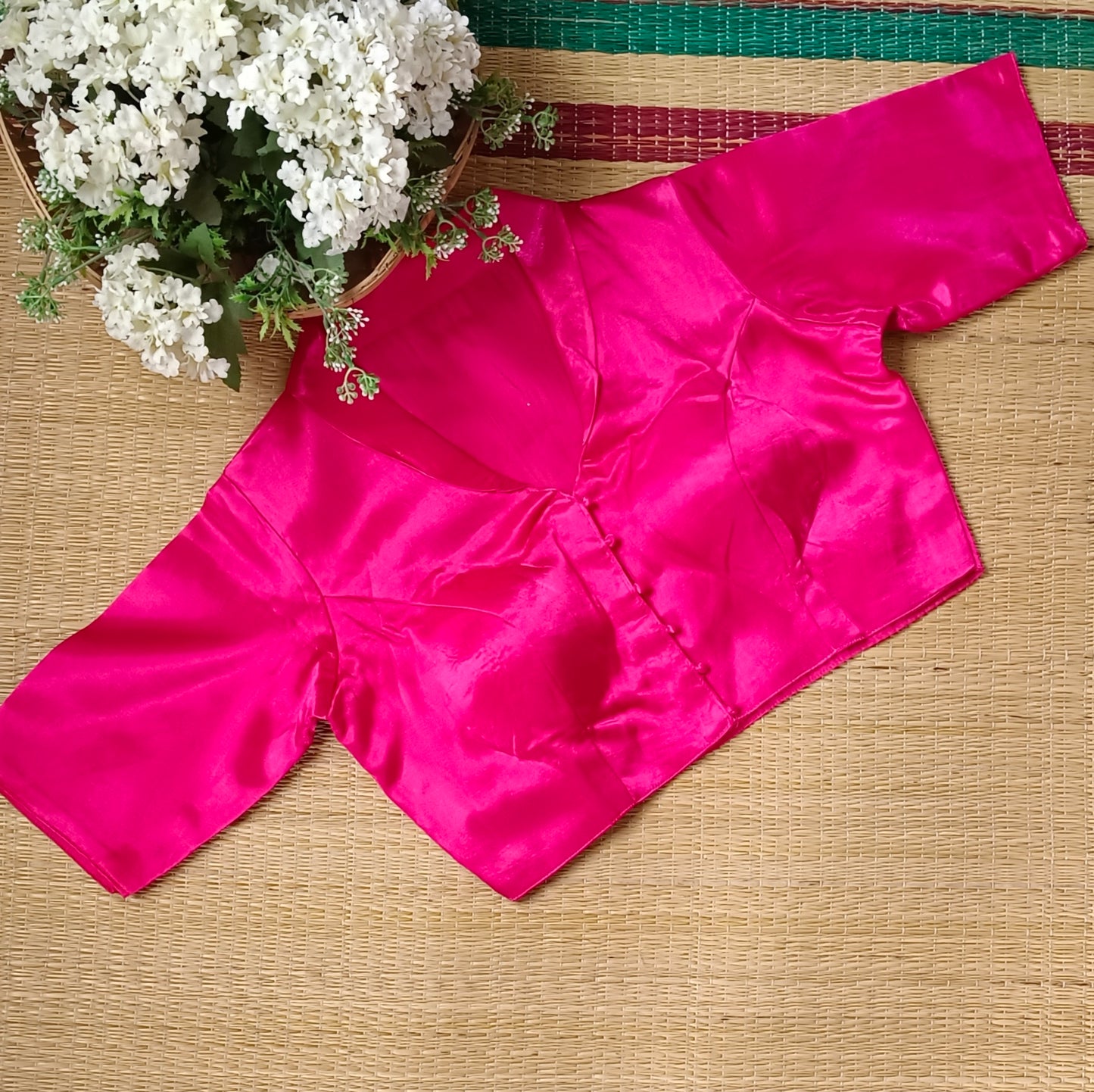 Hot Pink Collar Neck Blouse