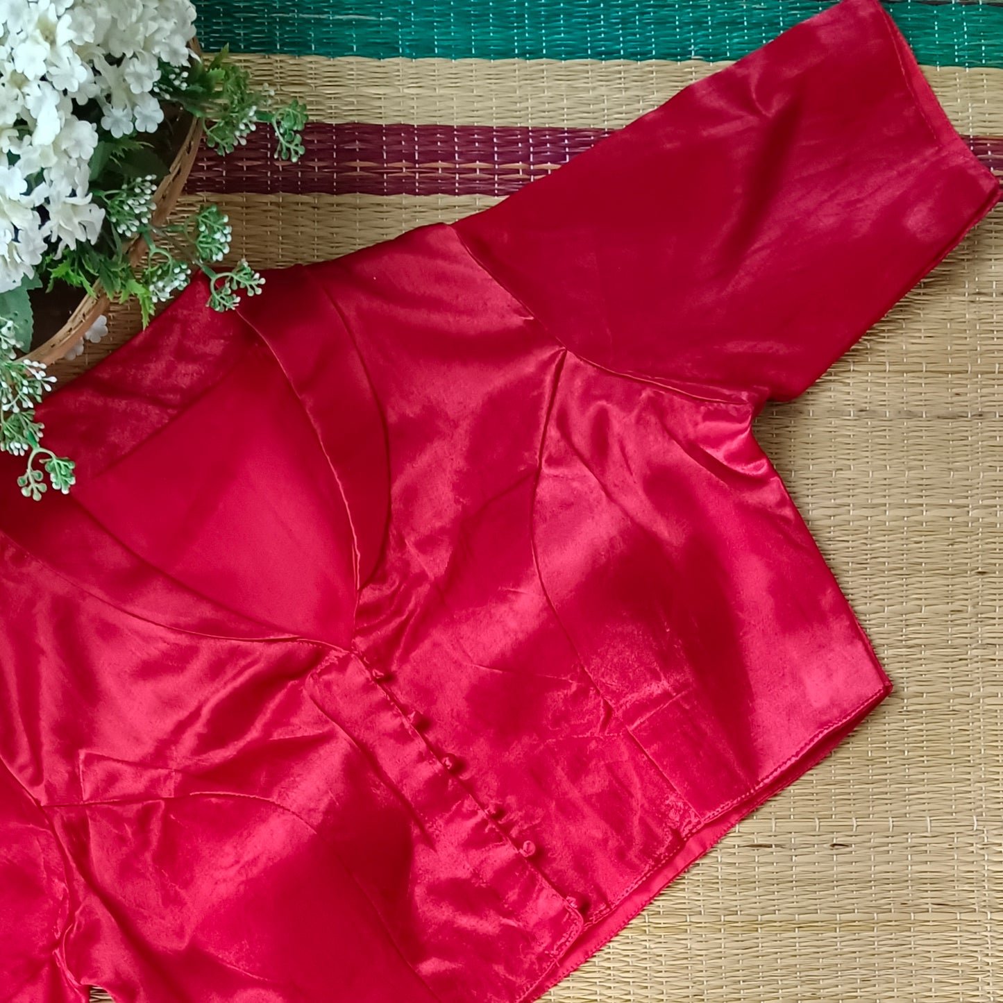 Red Collar Neck Blouse