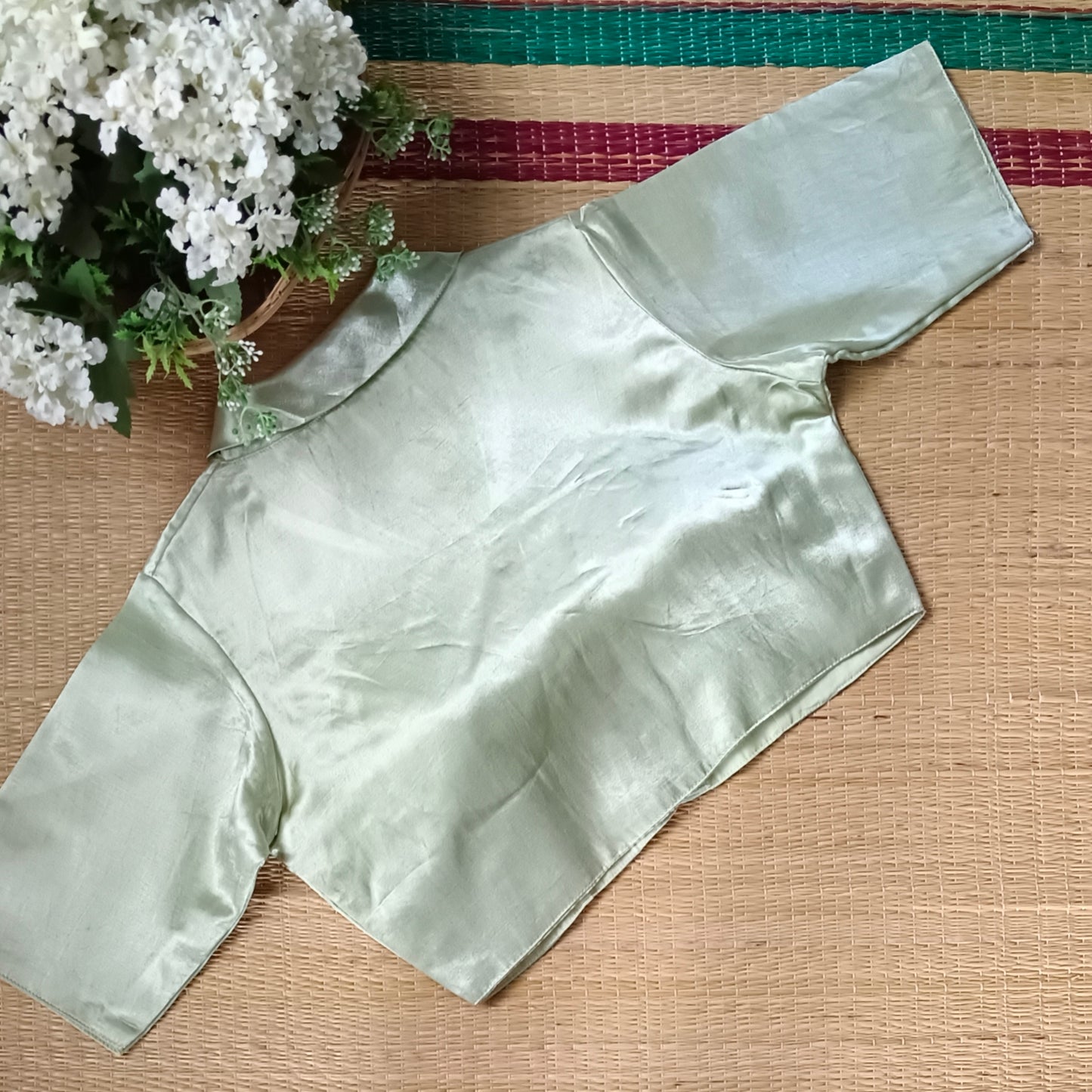 Light Pista Green Collar Neck Blouse