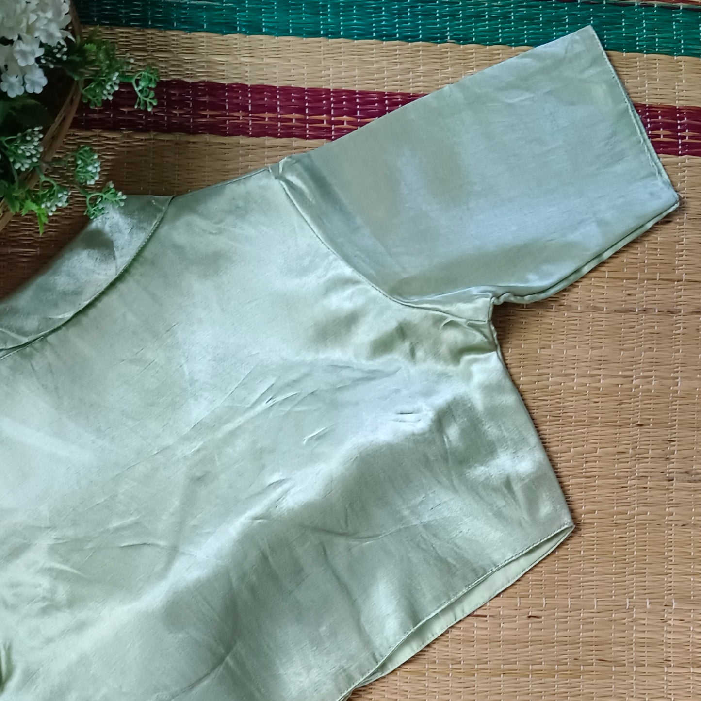 Light Pista Green Collar Neck Blouse