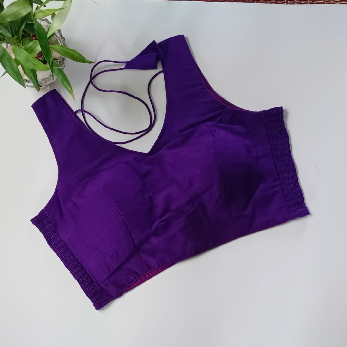 Purple plain flexifit blouse (attachable sleeves)