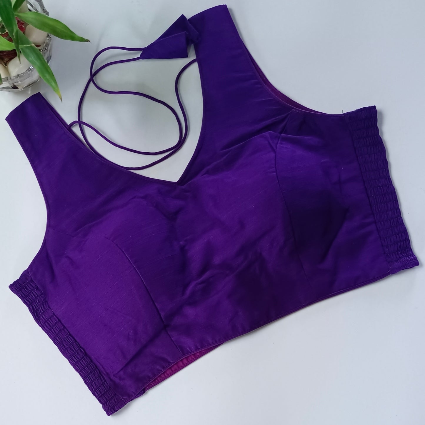 Purple plain flexifit blouse (attachable sleeves)