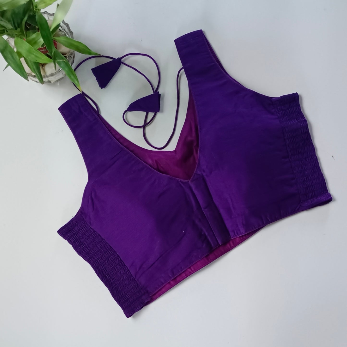 Purple plain flexifit blouse (attachable sleeves)