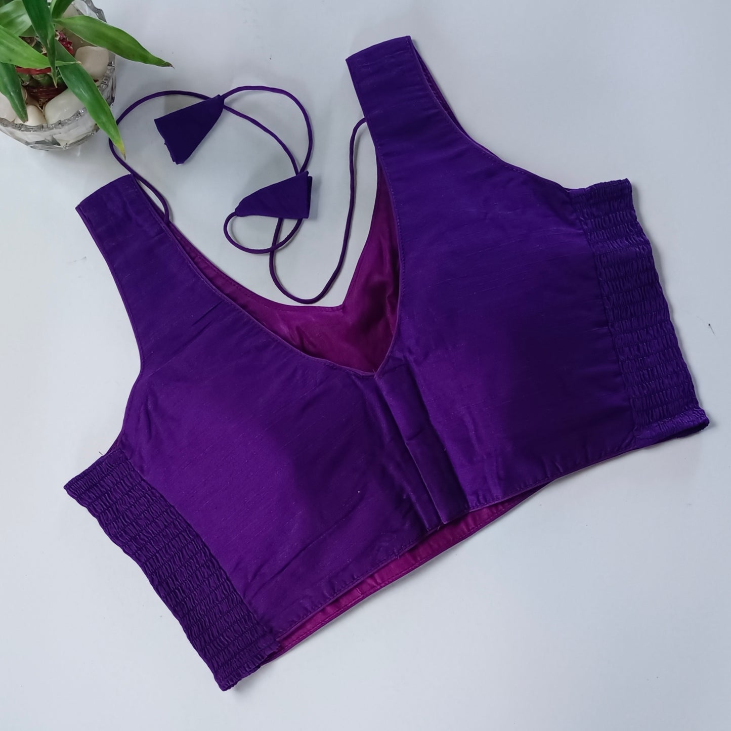 Purple plain flexifit blouse (attachable sleeves)