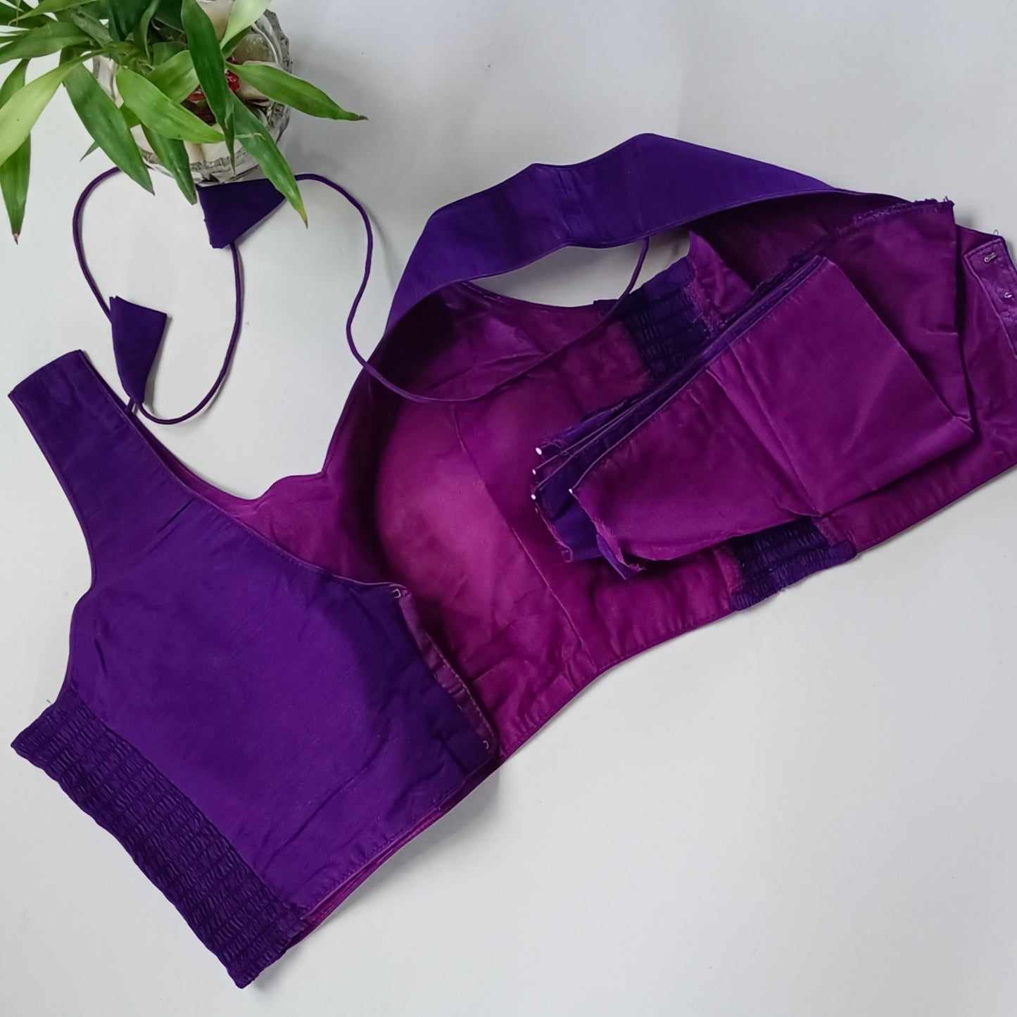 Purple plain flexifit blouse (attachable sleeves)