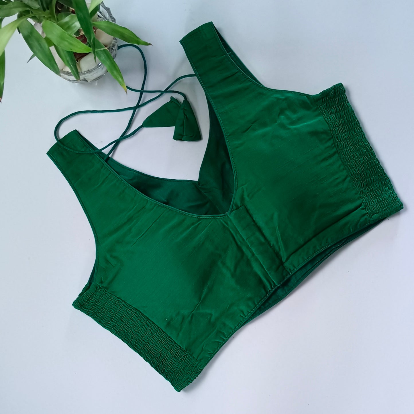 Green plain flexifit blouse (attachable sleeves)