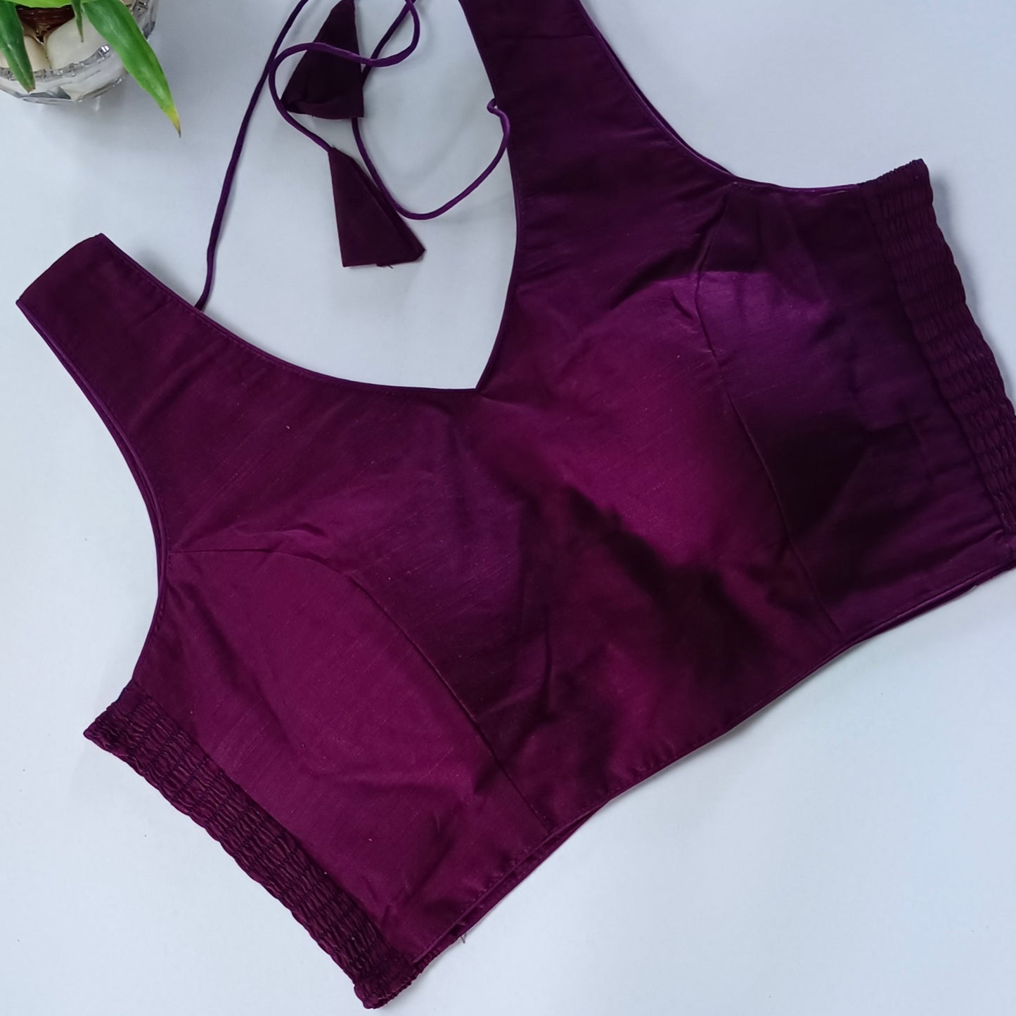 Wine plain flexifit blouse (attachable sleeves)