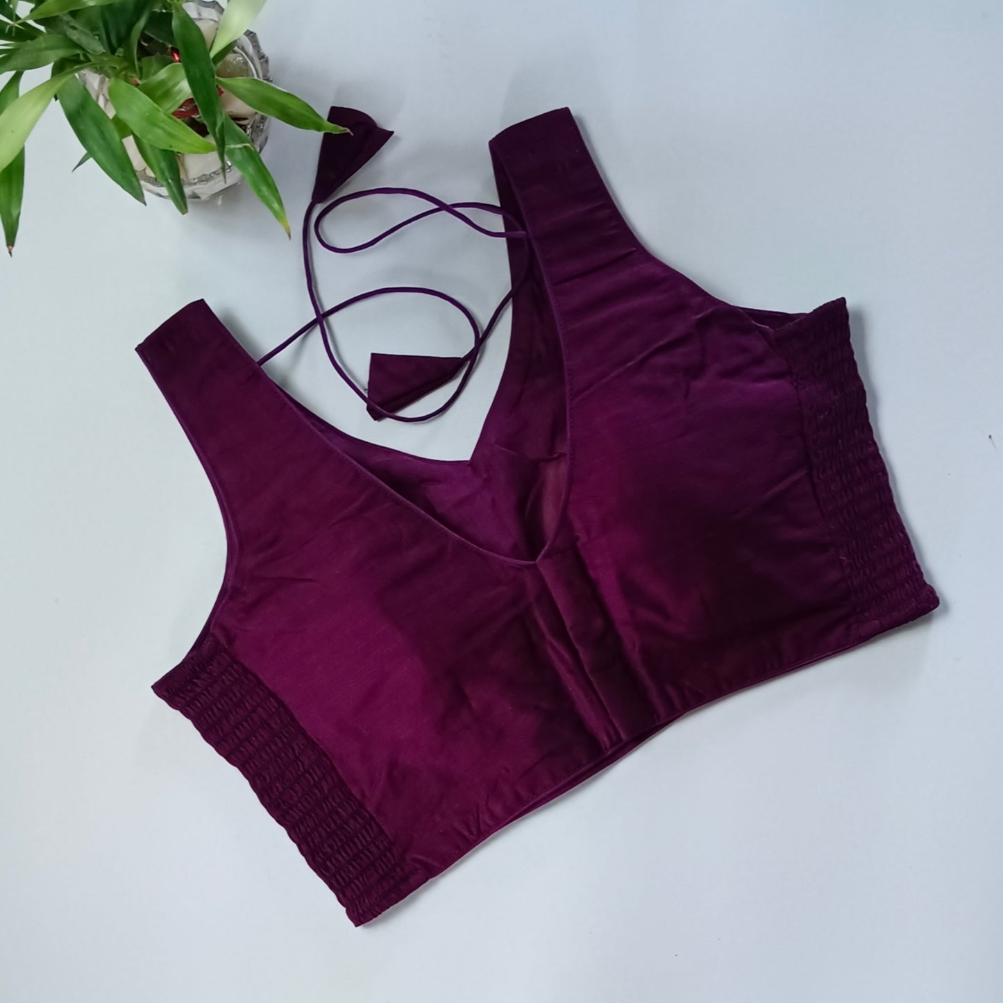 Wine plain flexifit blouse (attachable sleeves)