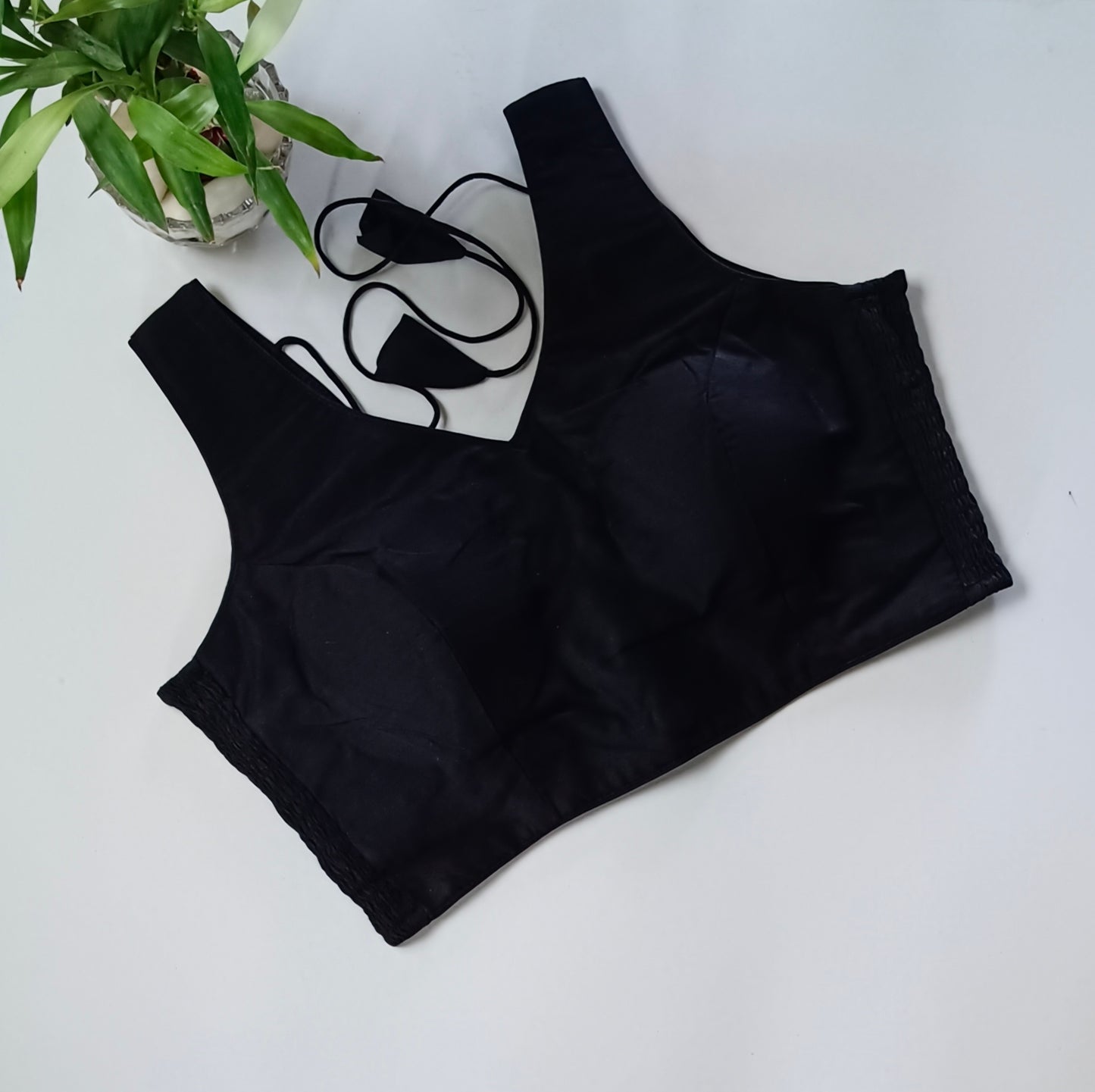 Black plain flexifit blouse (attachable sleeves)