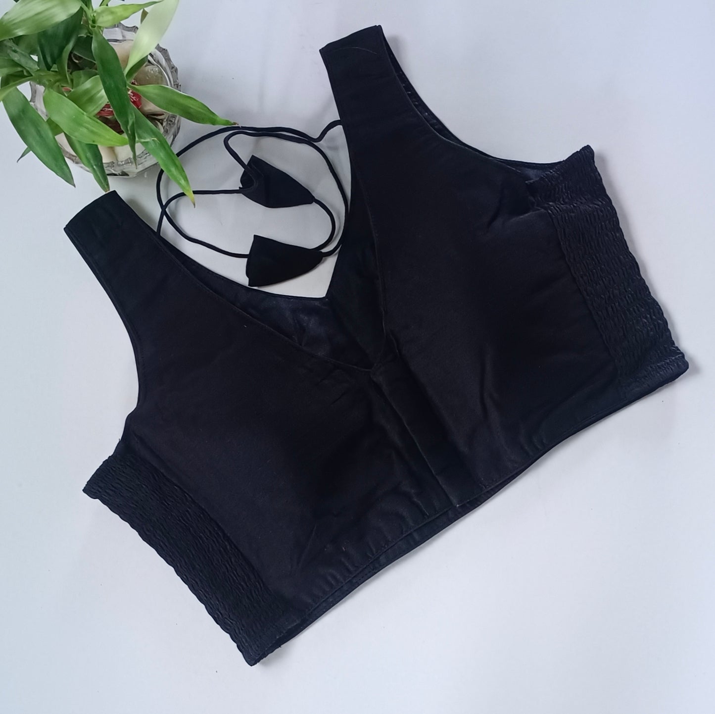 Black plain flexifit blouse (attachable sleeves)