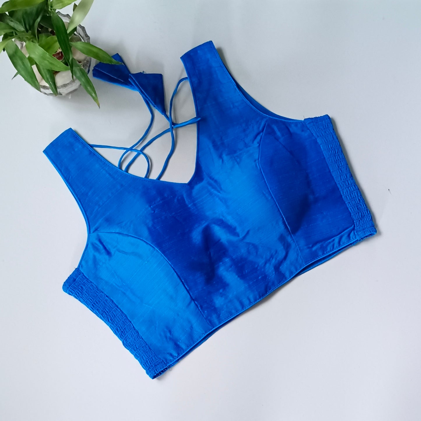 Blue plain flexifit blouse (attachable sleeves)