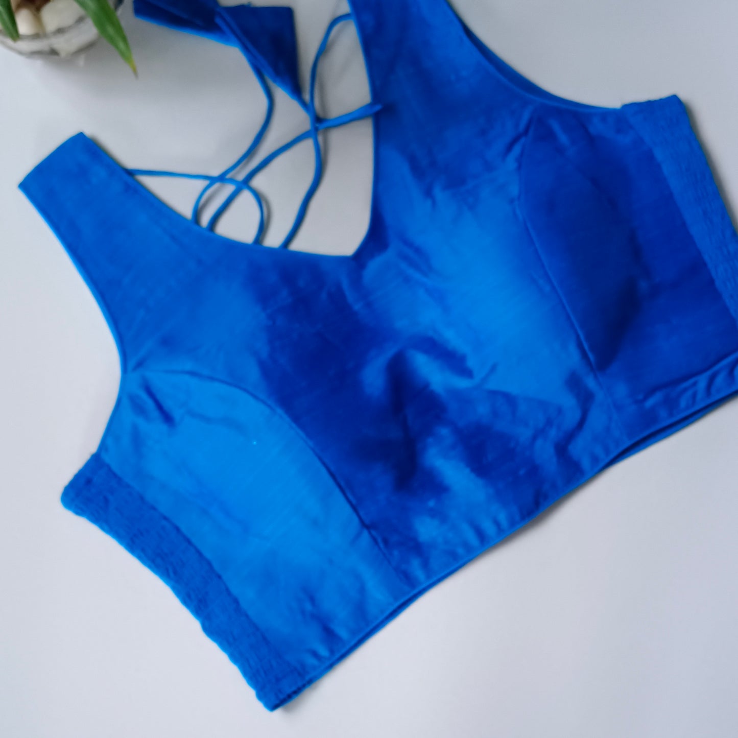 Blue plain flexifit blouse (attachable sleeves)
