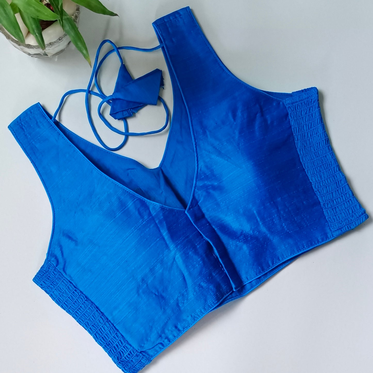 Blue plain flexifit blouse (attachable sleeves)