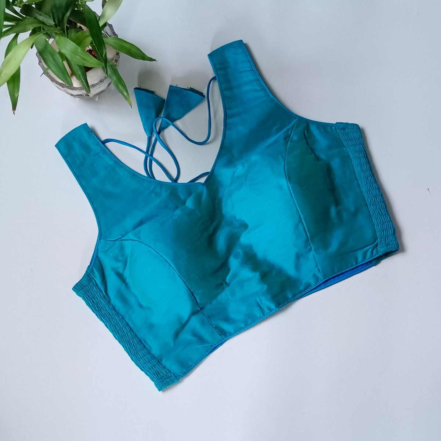 Rama blue plain flexifit blouse (attachable sleeves)