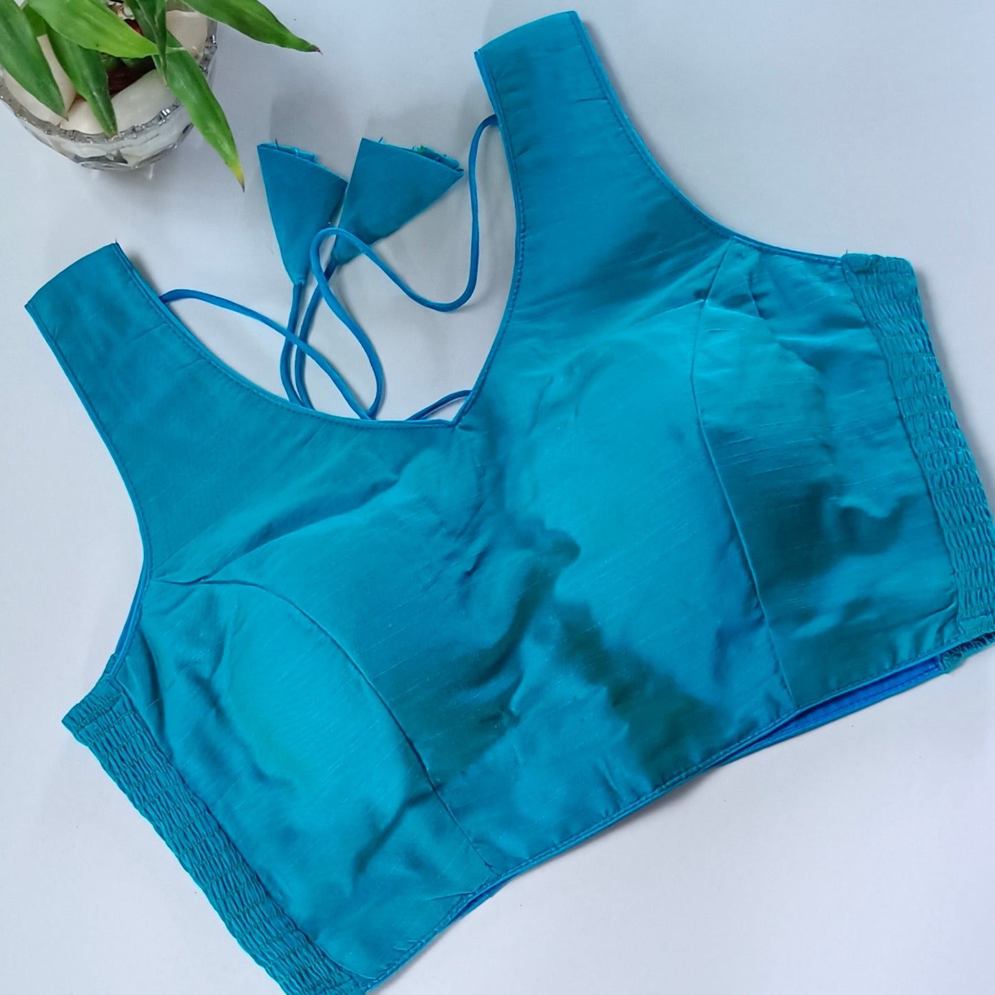 Rama blue plain flexifit blouse (attachable sleeves)