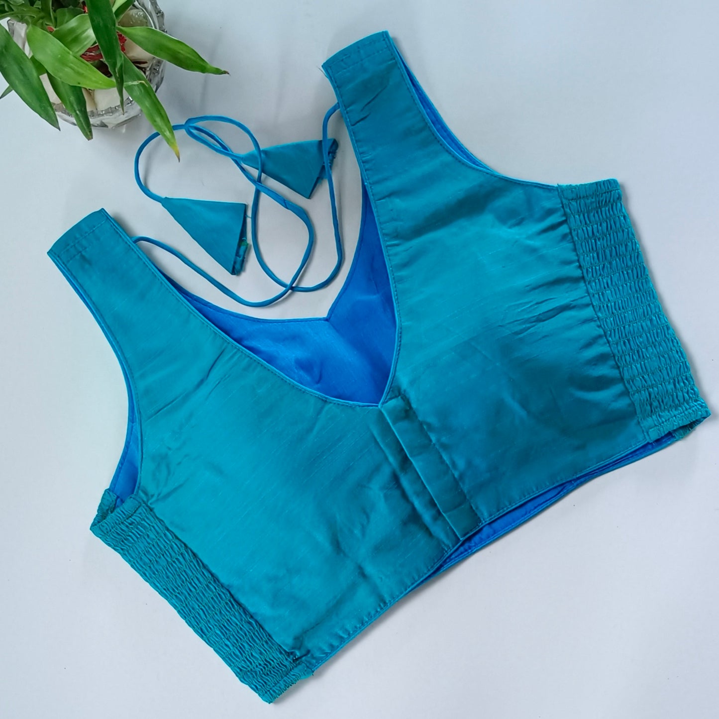 Rama blue plain flexifit blouse (attachable sleeves)