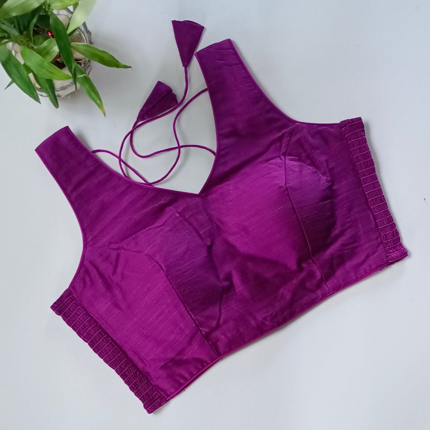 Magenta plain flexifit blouse (attachable sleeves)