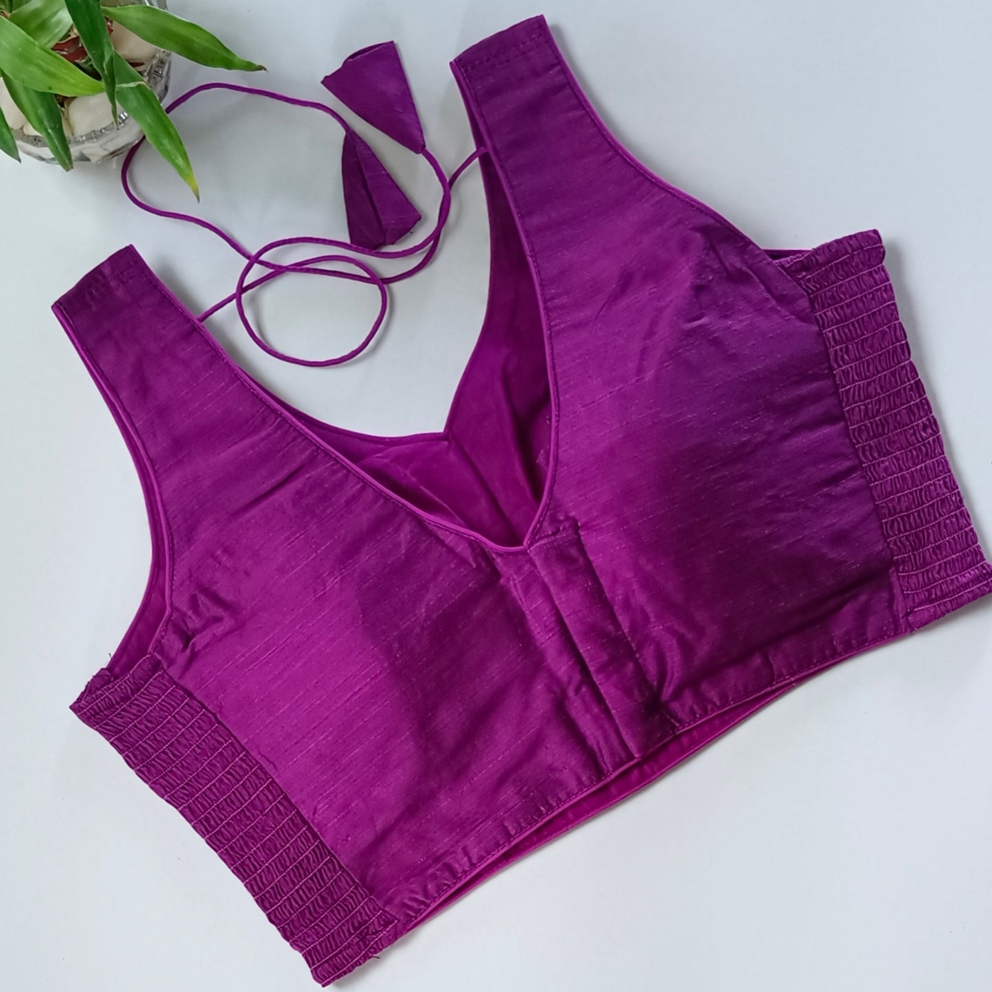 Magenta plain flexifit blouse (attachable sleeves)
