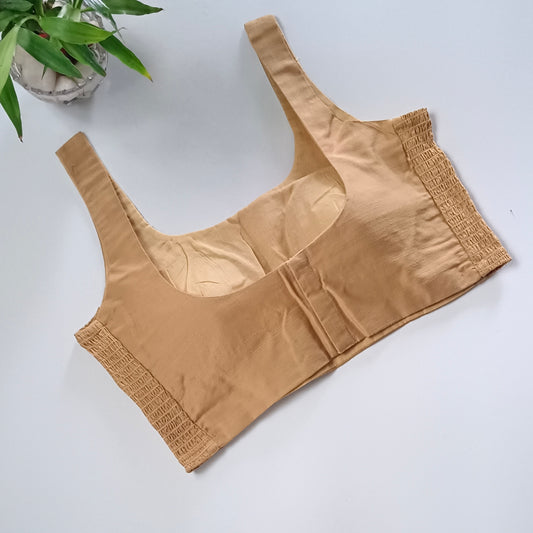 Golden plain flexifit U neck blouse