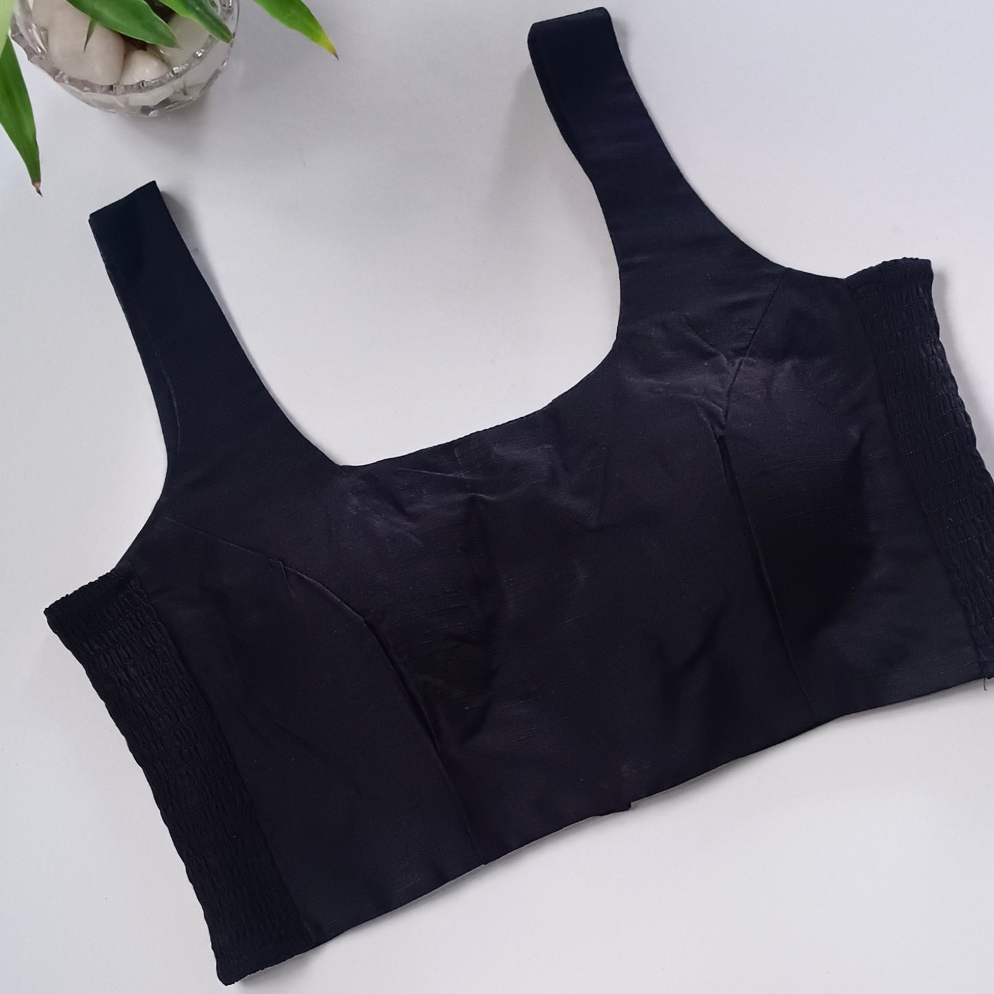 Black plain flexifit U neck blouse