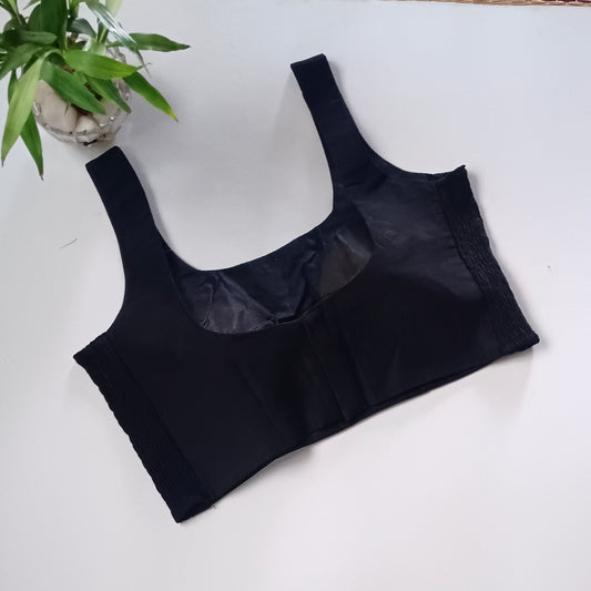 Black plain flexifit U neck blouse