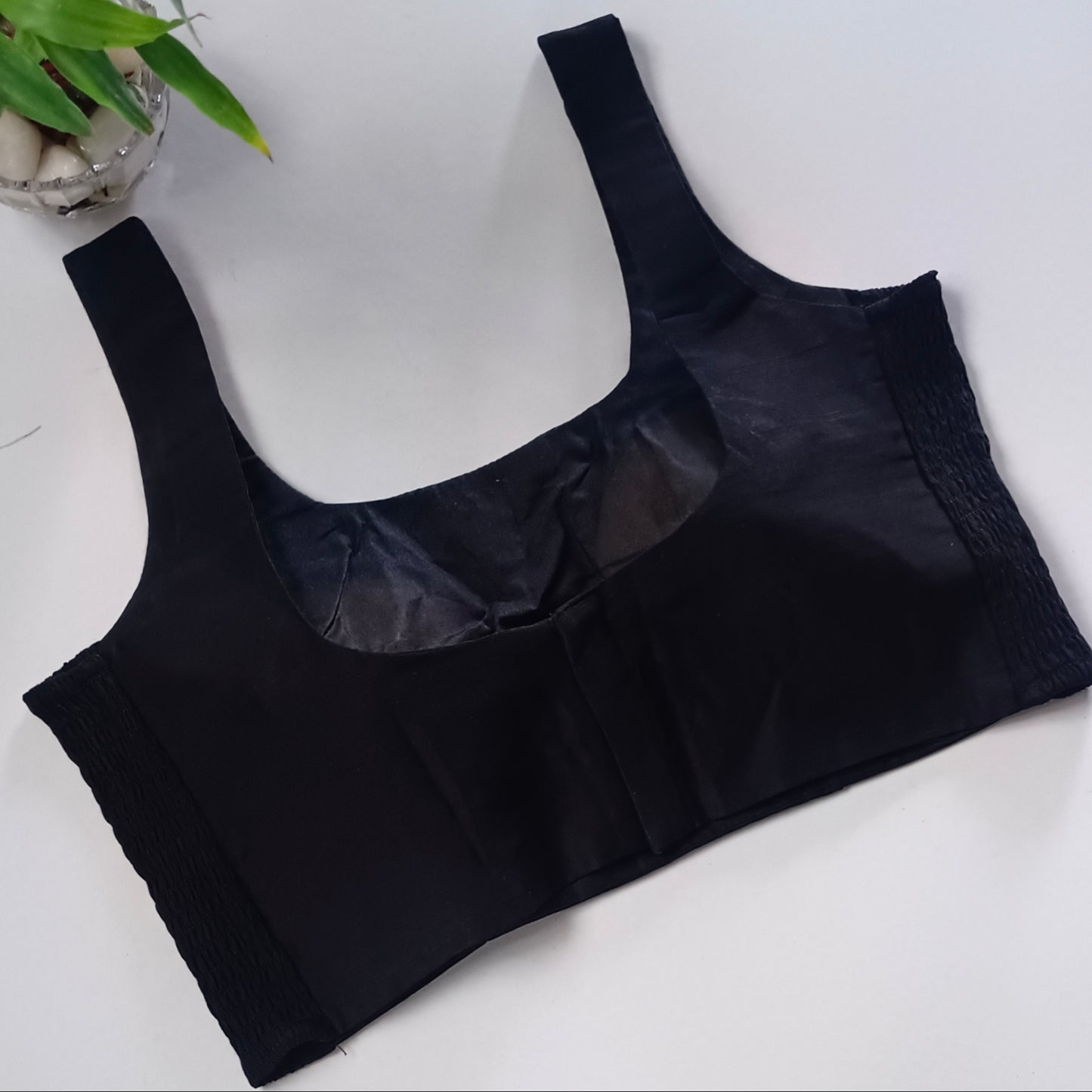 Black plain flexifit U neck blouse