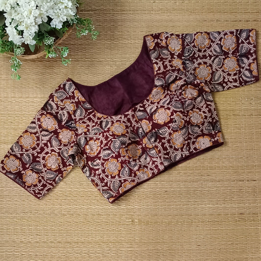 Brown Kalamkari Cotton Blouse