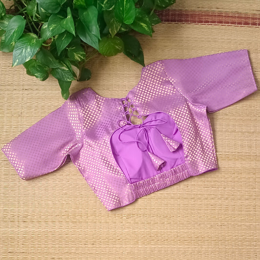 Lavender Back Elastic Brocade Blouse